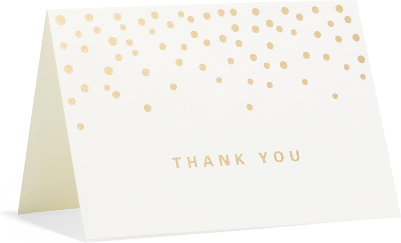 50 PCS Thank You Cards with Gold Foil Dots, 3.5" X 5", Thank You Notes, Ivory Ca