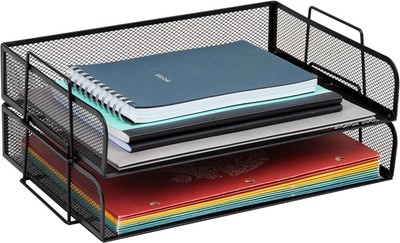 Mind Reader Stackable Paper Tray 2 Pcs Desktop Organizer File Storage Office