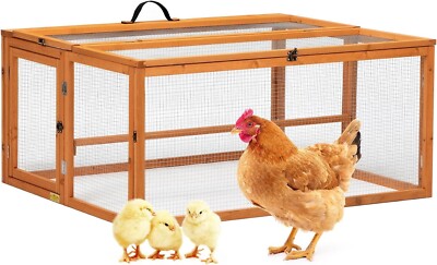 Collapsible Wooden Chicken Coop with Run Stable Comfortable Chicken Brooder Box