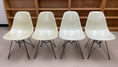 Vintage MCM Original Eames Eiffel Tower Fiberglass Side Chairs (4) 