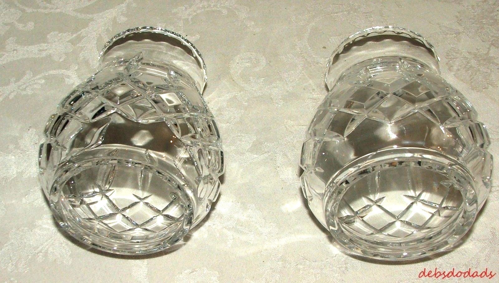 Two Heavy Clear Cut Glass Lamp Shade Light Globes Decor Replacements