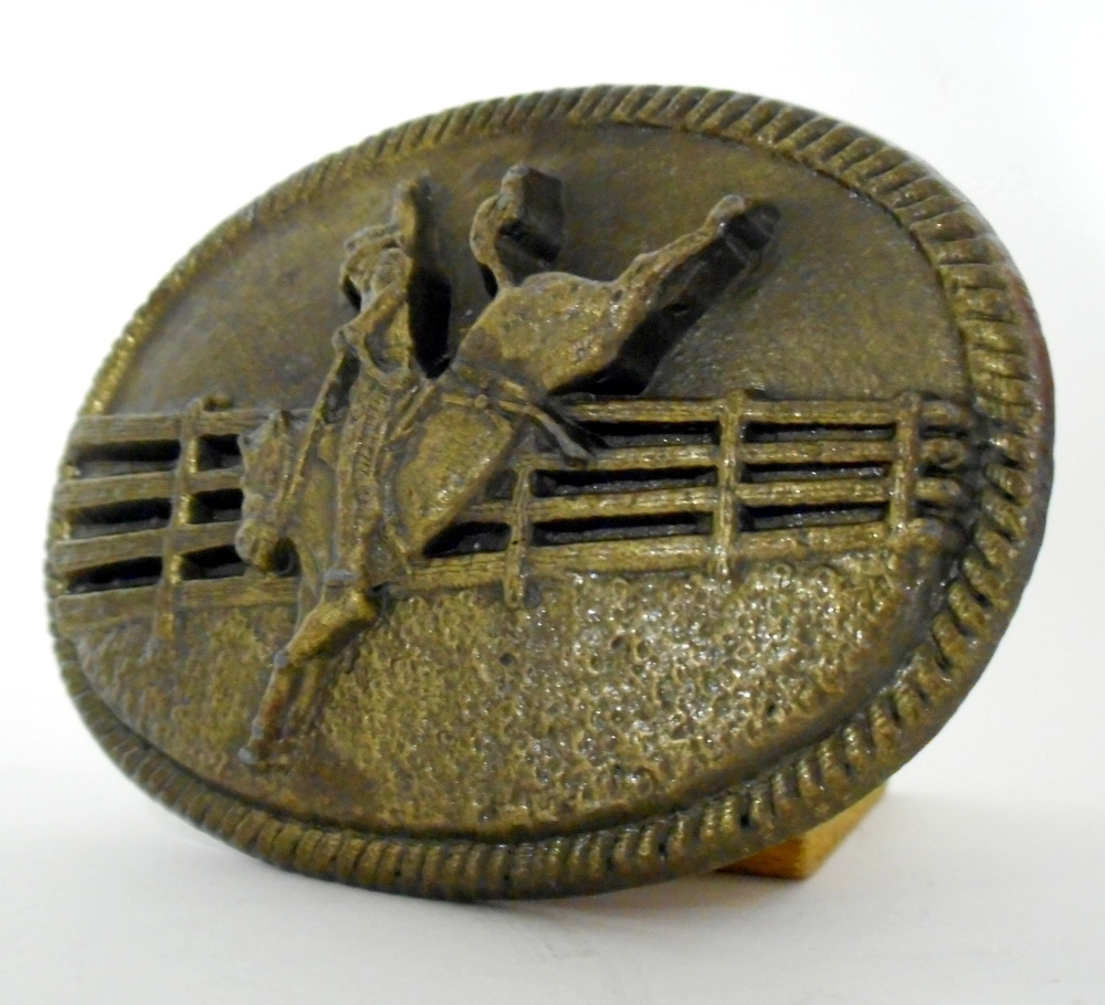 Saddle Bronc Belt Buckle 1981 Ranch Horse Cowboy Western Trucker Chad Mfg VTG