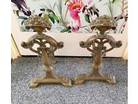 Antique brass Fire - dogs for fire irons very old