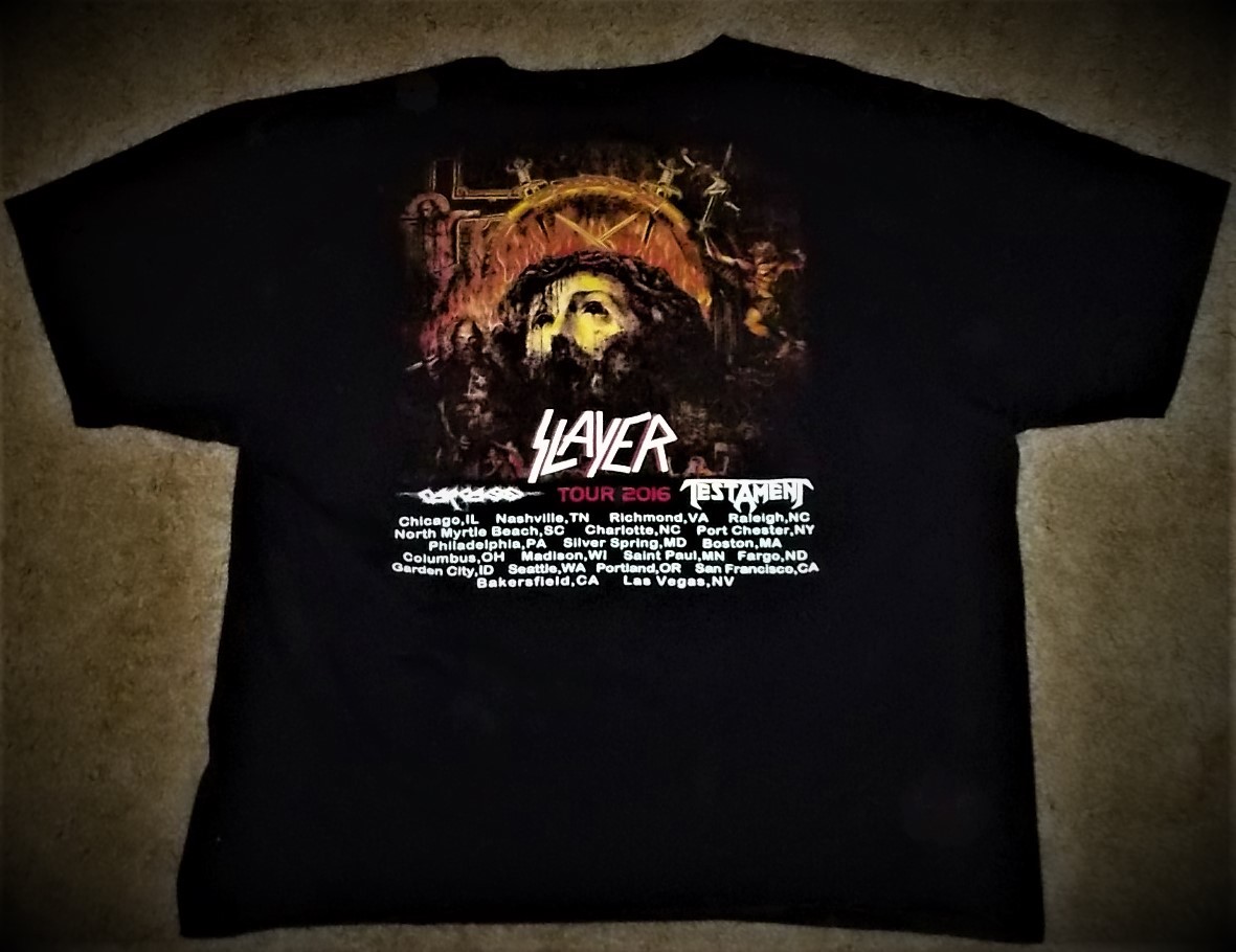 2016 SLAYER CONCERT TEE SHIRT (HANES 2XL BEEFY T)