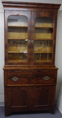 Butler's Desk mahogany Circa 1880's 4 doors (2 glass) pull out drawer