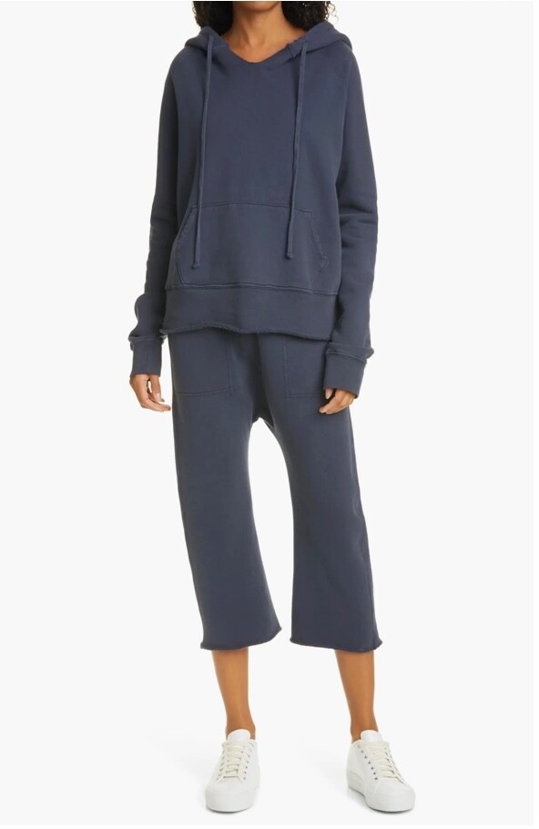 【新品未開封・送料無料】 $570 NWT Sweatpants Crop + Hoodie Janie Blue Navy LOTAN NILI トップス
