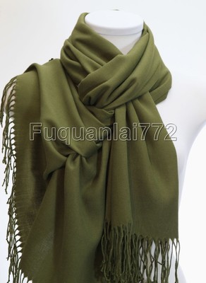 New Women39s Solid Green 100 Cashmere Pashmina Soft SHAWL Scarf Stole WRAP