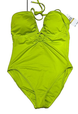 NWT $118 MICHAEL KORS One-Piece Swimsuit in Limeade Size 14