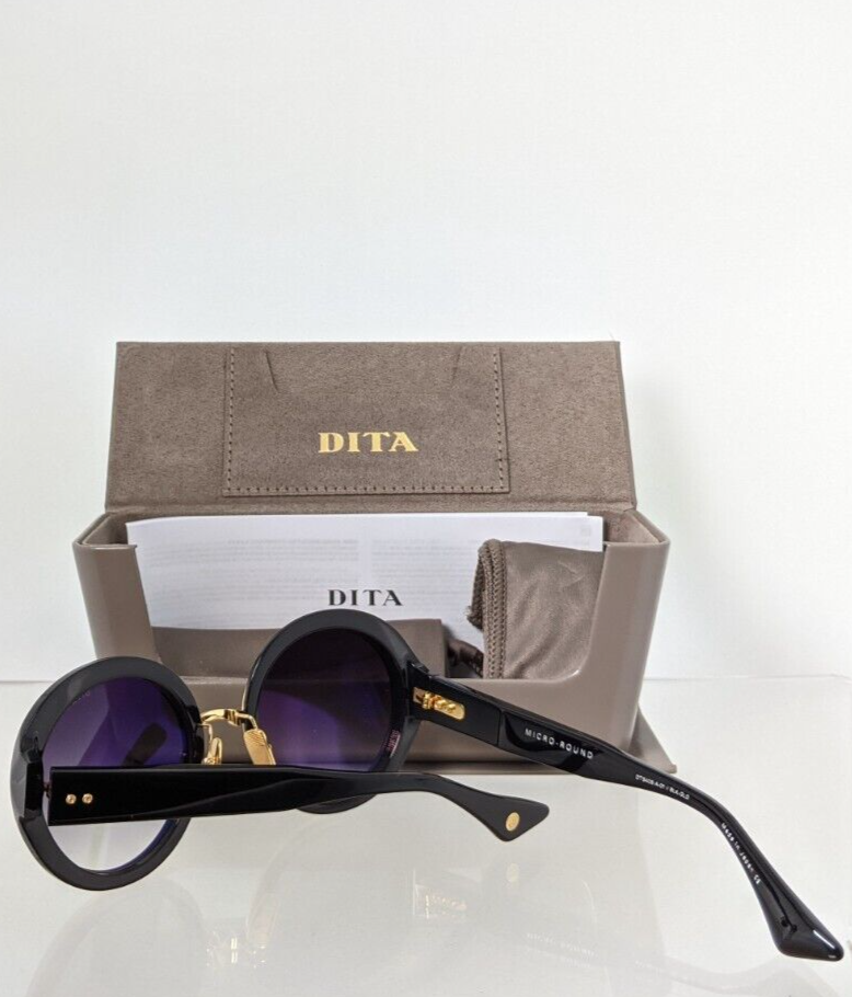 Pre-owned Dita Authentic  Sunglasses Micro-round Dts 406-a-01 Black & Gold Frame In Gold & Black