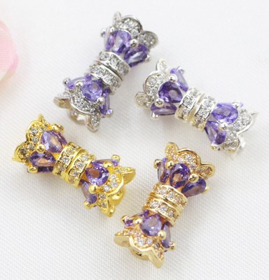2Pcs 14K 18K Gold 3 Color Zircon Rotating ScrewClasp for Necklace Bracelet 