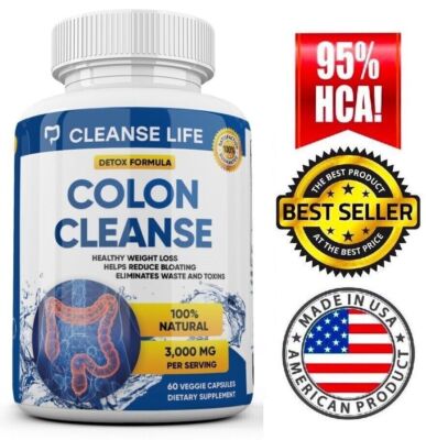 Natural Colon Cleanse 3000mg All Organic Herbs Pounds Lose Weight Detox Organic 