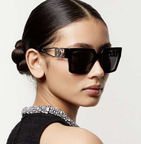 Pre-owned Dolce & Gabbana Dg4446b-5016g-53 Black Sunglasses In Gray