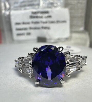 NIB Ring Bomb Party Sz9 RBP3668 Elevated Love Purple Topaz Cubic Zirc Rhodium P