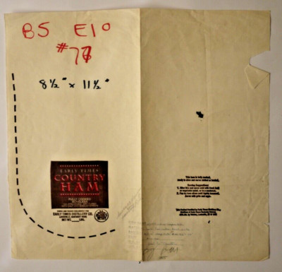 Vintage Paper Sack Bag - EARLY TIMES DISTILLERY COUNTRY HAM, LOUISVILLE KY 1992