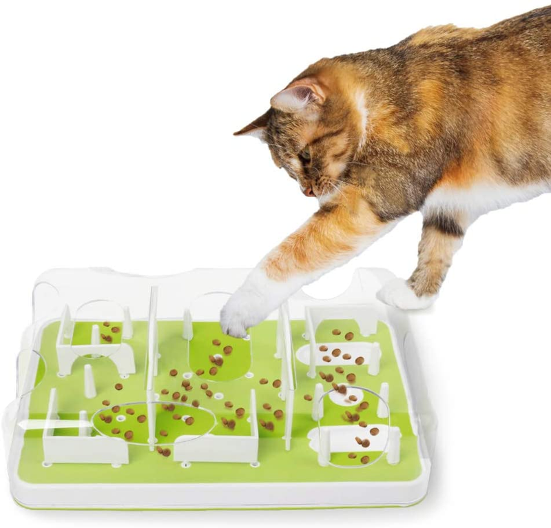 All for Paws Interactive Puzzle Cat Feeder, Treat Maze Toy Slow Feeder for Indoo