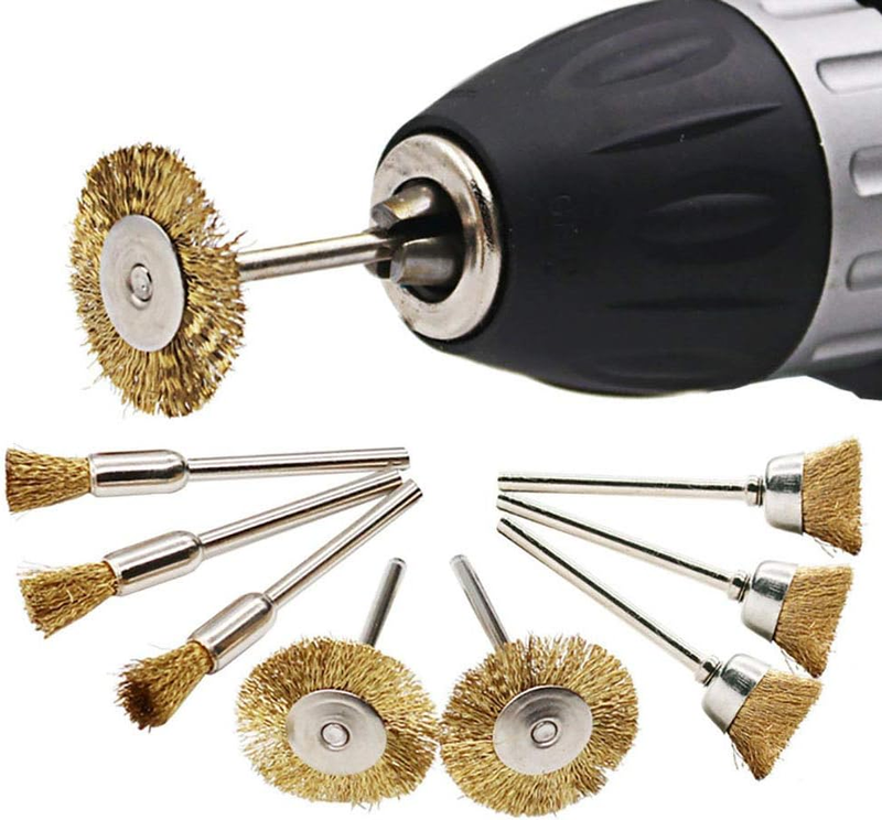Die Grinder Rotary Tool, Set of 9 Brass Wire Brush Brass Wire Wheel Die Grinder