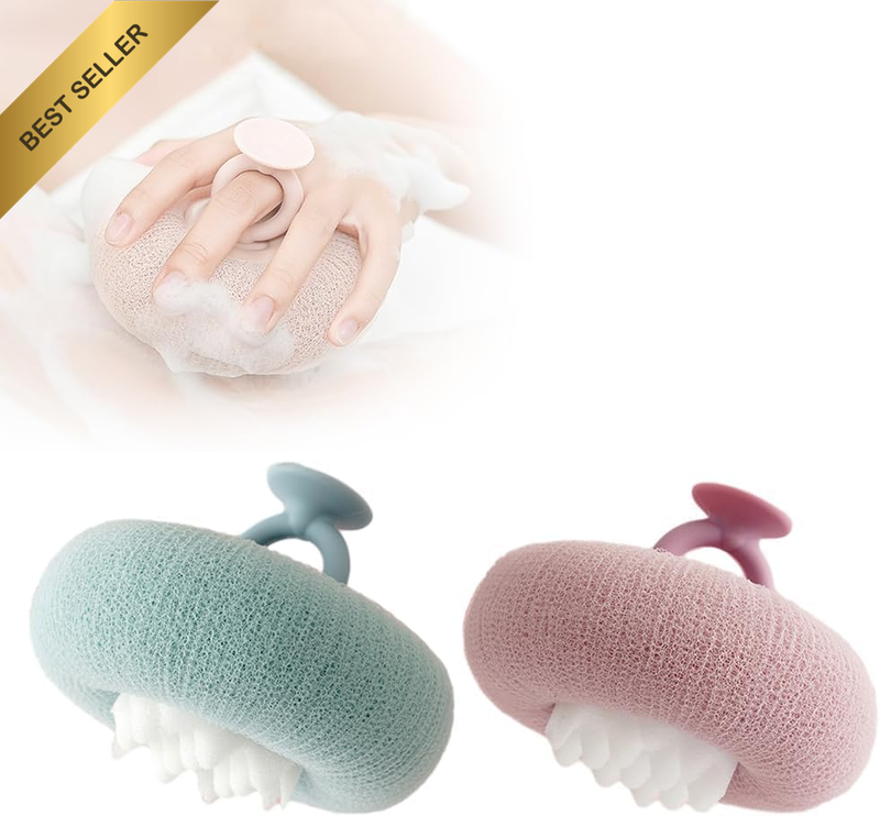 Bathtub Spongebath Ball with Suction Cup, Super Soft Exfoliating Bath Sponge for