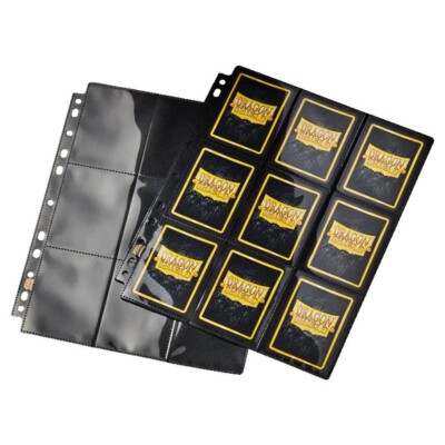 25 Dragon Shield 18 Pocket Binder Pages Clear with Black Back Japanese Size