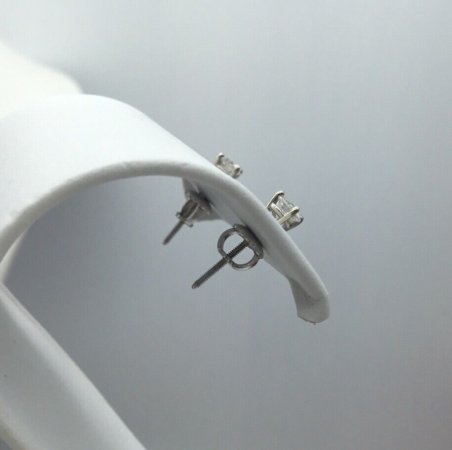 14K White Gold .35tcw Natural Diamond Stud Earrings In New Stuller Settings