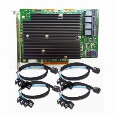 LSI 9300-16i 12Gbps 16Port SAS PCIe x8 HBA P16 IT Mode UNRAID 4*SFF-8643 cable