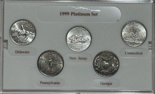 1999 To 2005 Platinum Edition State Quarter Collection ~ 5 Coin, 7 Us Mint Sets