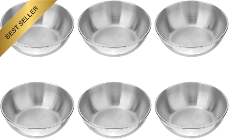6Pcs Stainless Steel Metal Bowl Steel Plates Mini Stainless Steel Bowls Sauce Di