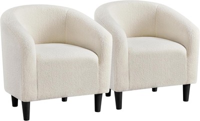 Yaheetech Barrel Chairs, Furry Accent Chairs, Sherpa Chairs with Soft Padded