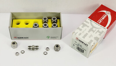 (6pcs) HAM-LET 762LSS1/4, 316SS Union Connector, Let-Lok Tube Fitting 1/4''