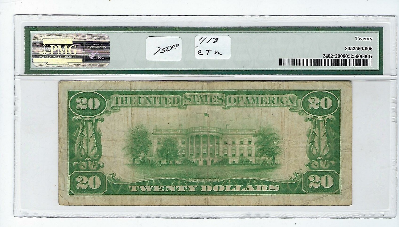 STAR 1928 $20 DOLLAR BILL GOLD CERTIFICATE  Fr 2402* PMG VF20