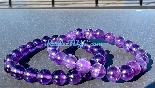 Wholesale Lot 6 Pcs Natural Amethyst 8mm 7.5” Crystal Stretch Bracelet