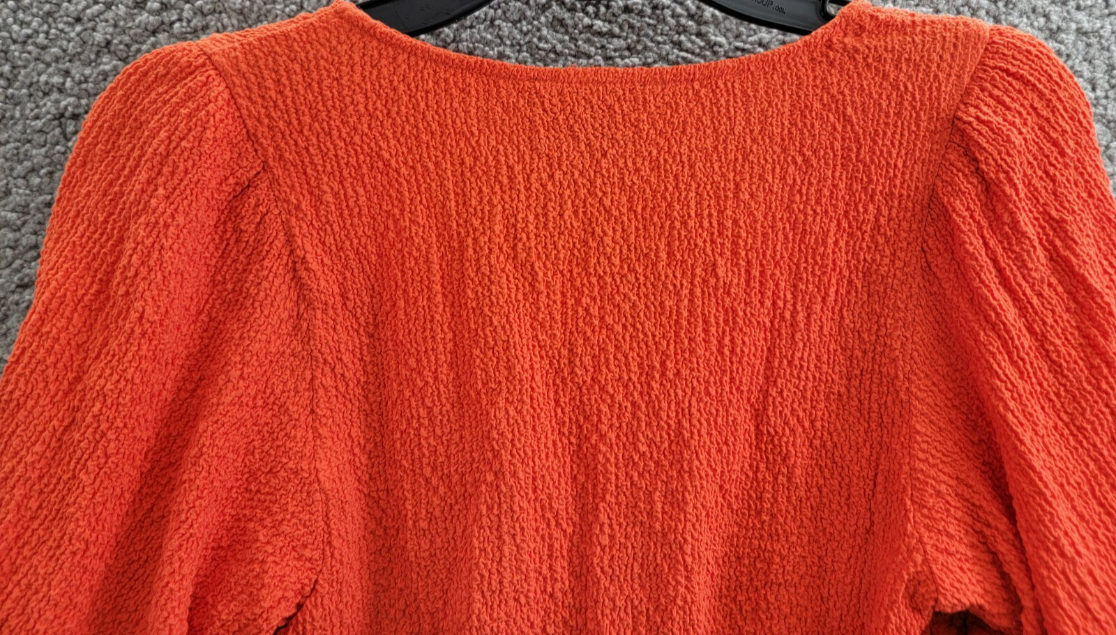 Sanctuary Textured Button-Front Peplum Top Women's XS Spicy Orange Elbow Sleeve - Picture 12 of 18