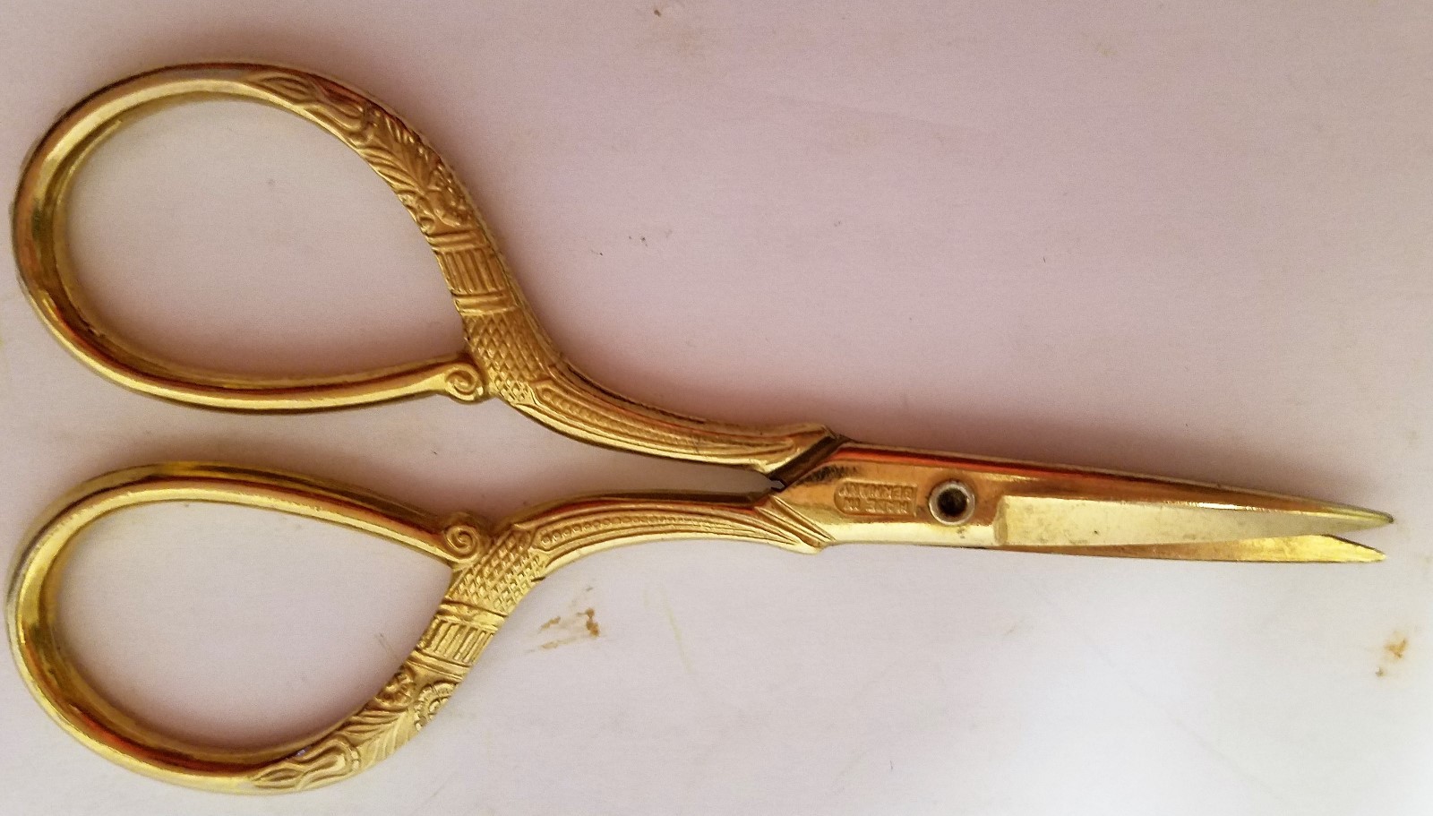 Vintage Gold Tone Embossed Scissors Made in Germany 3.5 Inches