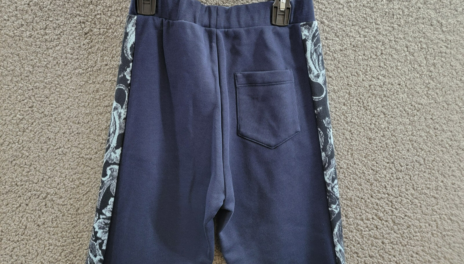 Versace Fleece + Barocco Print Logo Sweatpants Big Boy 10 Navy/Light Navy PullOn - Picture 12 of 17