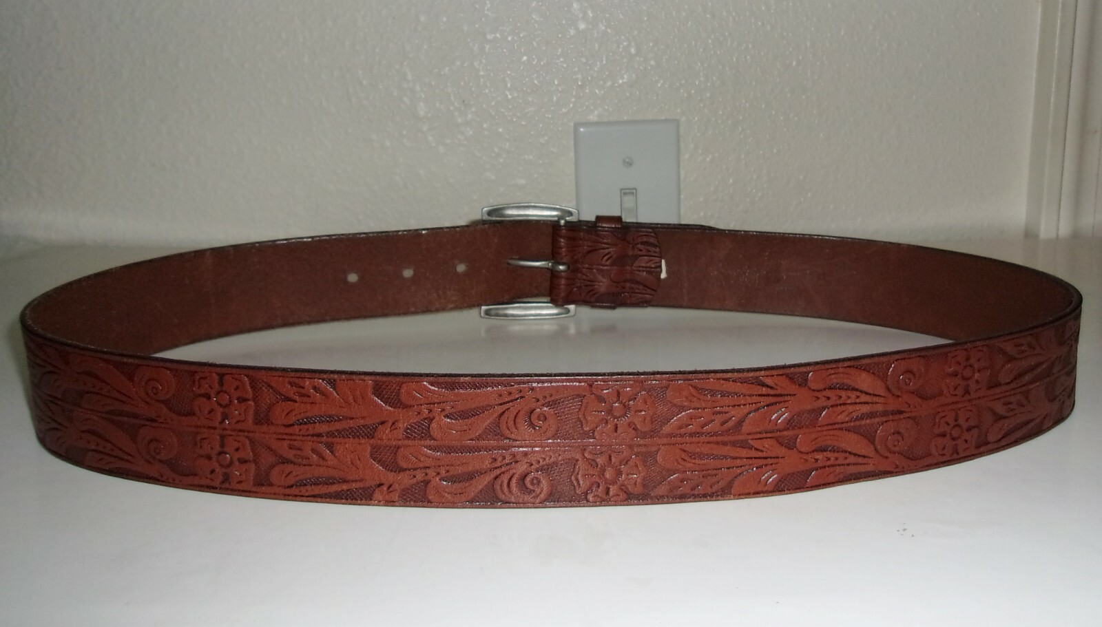 Ralph Lauren Brown Tooled Leather Belt Size XL
