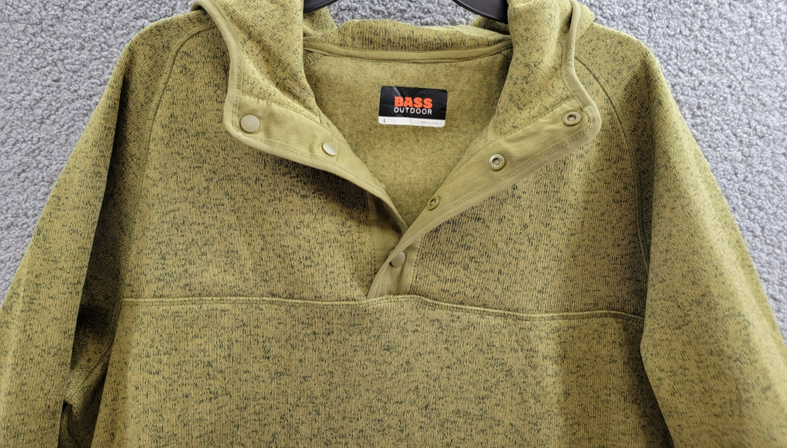 BASS OUTDOOR Regular-Fit Mixed-Media 1/4-Snap Hoodie Men's L Fir Green Heather - Picture 3 of 17