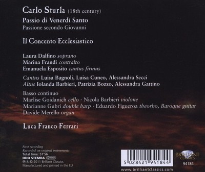 LUCA FERRARI CARLO STURLA: PASSIO DI VENERDI SANTO NEW CD