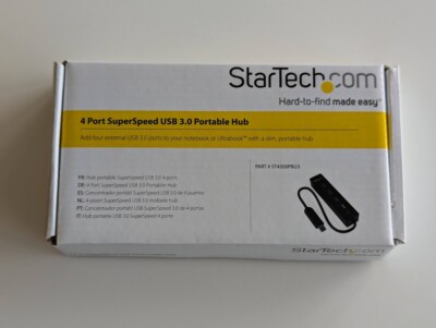 StarTech.com 4 Port USB 3.0 Hub ST4300PBU3 Built-in Cable - SuperSpeed - Black