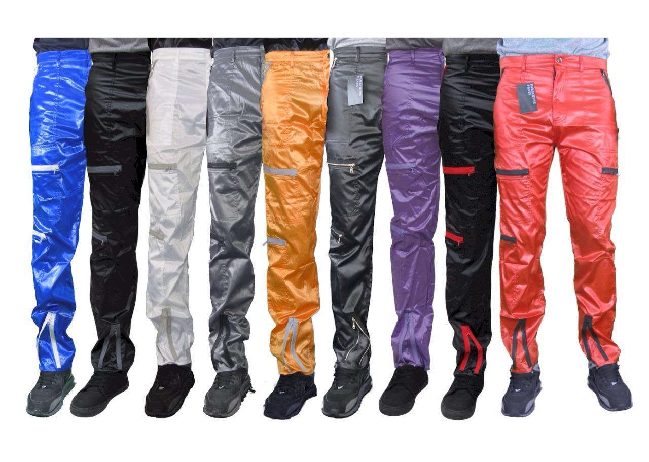 【SATIIIZ】Offen Parachute Nylon Pants Countdown Yellow Shiny Nylon/Plastic Parachute Pants | The