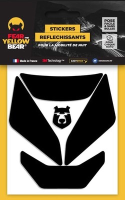 Fear The Yellow Bear© Easy Iron ™ adesivi retro riflettenti neri rip