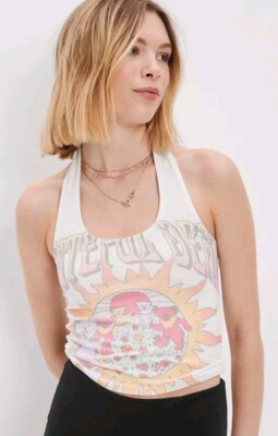 Women's Size XL American Eagle Grateful Dead Halter Band Tee Tank Top Bears Rock