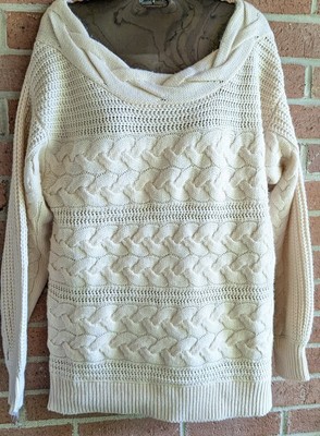 Womens Sweater Unique Sideways Cable Knit Sz S Preppy Capsule Minimalist Coastal