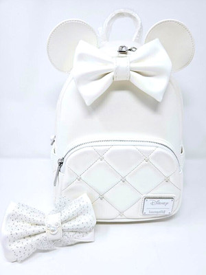 Disney Loungefly Wedding Bride Minnie Iridescent Mini Backpack New