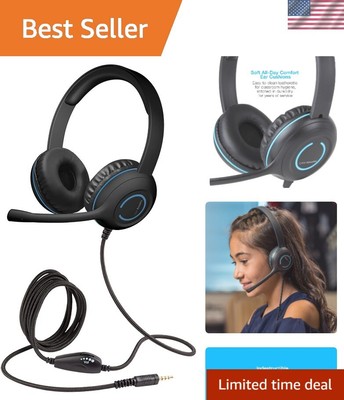 Advanced 3.5mm Wired Headset with Unidirectional Microphone for PCs and Tablets