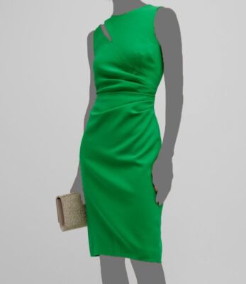 $495 Rickie Freeman by Teri Jon Women's Green Cut-Out Sheath Dress Size 12
