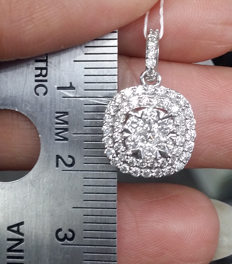 Pre-owned Handmade Steal Deal 0.80 Ctw Genuine Cluster Diamond Cushion Halo Pendant Charm 14k Gold