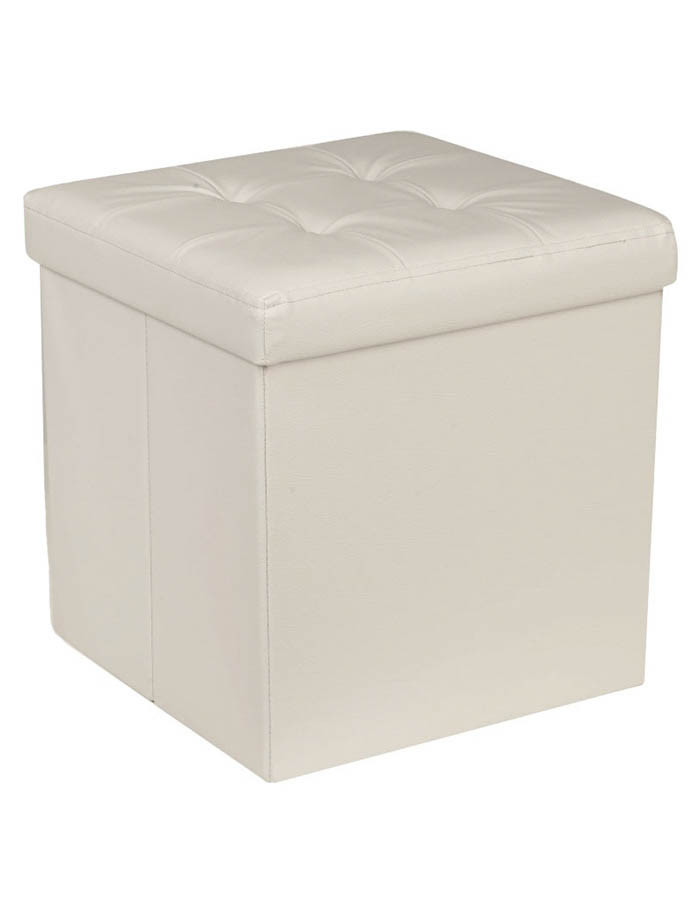 Pouff Puff Pouf Contenitore Imbottito Portaoggetti Seduta Pelle t 35x35x35cm dfh