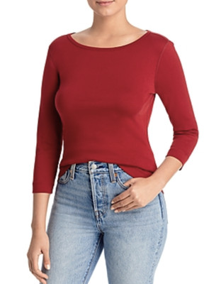 Three Dots Three-Quarter-Sleeve Cotton Tee 4A 795