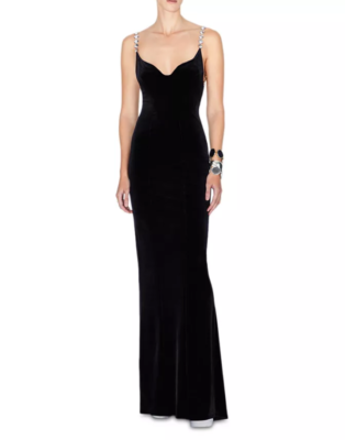 Pre-owned Galvan Globe Velvet Gown 14b 1735 In Black