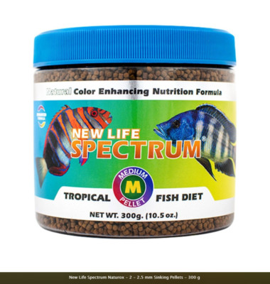 NEW LIFE SPECTRUM FISH FOOD NATUROX FORMULA 300 GM 2-2.5 mm MEDIUM PELLETS