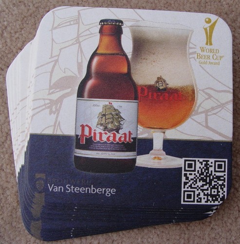 Piraat Belgian Beer 2 Side Coasters NEW Lot of 10 Belgium Mat Bar Pub Black Ship